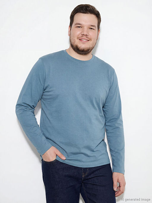 Bisiklet Yaka Uzun Kollu Erkek Ti??rt