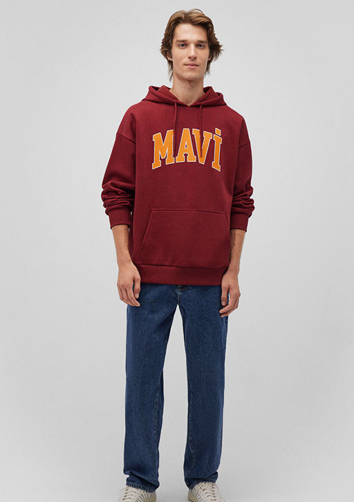 Mavi Logo Bask?l? Bordo Kapusonlu Sweatshirt  фото 2