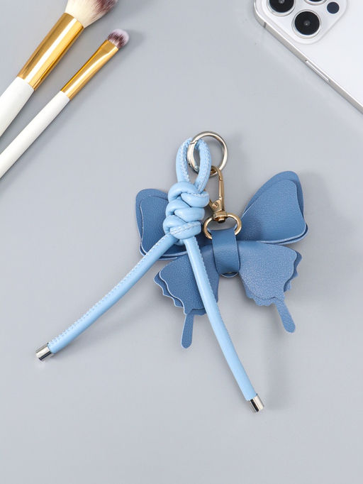 Брелок на карабине "Бабочка с узлом" сине-голубой 13,5х9,5х2,5 см