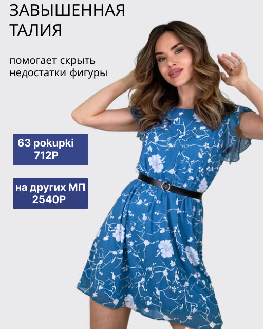 Платье Джина (синий цветок)