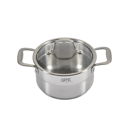 1273 GIPFEL Кастрюля GALA 18х10см/ 2.3 л со стеклянной крышкой, с индукционным капсульным дном. Материал: нерж. сталь 18/10. Толщина: 0,7мм / 4 мм  фото 7