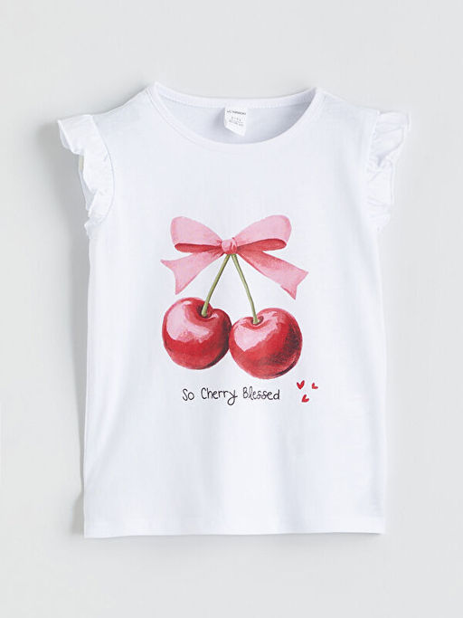 Bisiklet Yaka Bask?l? K?z ?ocuk Ti??rt ve ?ort