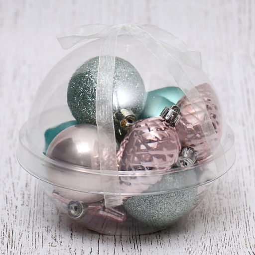 Ёлочные игрушки Джоан, новогодние, набор 10 шт., розово-зелёный - Зимнее волшебство фото 3