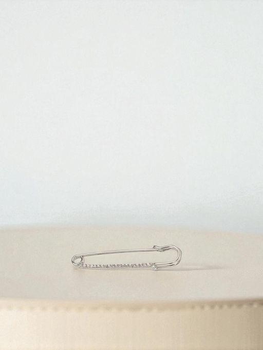 Булавка Классика широкая, 7.5 см, цвет белый в серебре