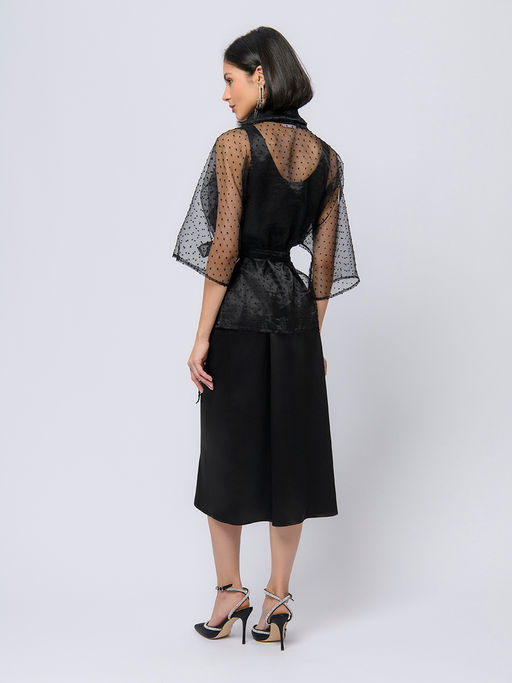 Жакет черного цвета из органзы в черную мушку - 1001dress фото 2