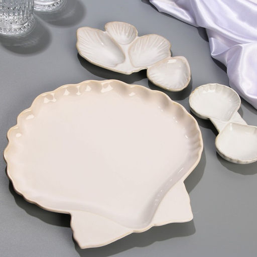 Соусник Морская ракушка, 8.5 х 15 см белая - Dolce Ceramo. фото 4