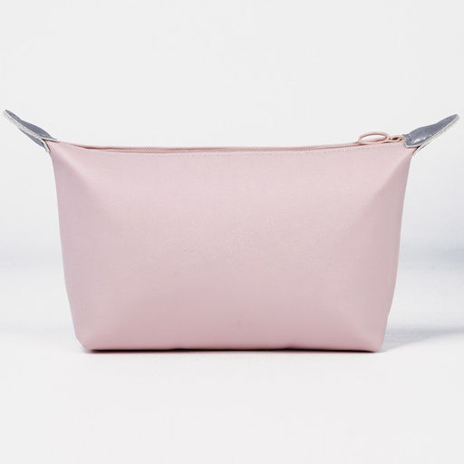 Косметичка на молнии простая, однотонная, розовая