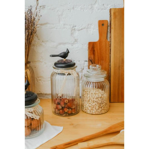 Банка для сыпучих продуктов «Лада», 900 мл, 11×18.5 см, стекло, прозрачная