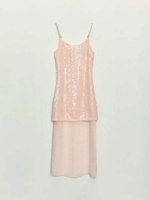 Двуслойное платье миди с пайетками / Zarina