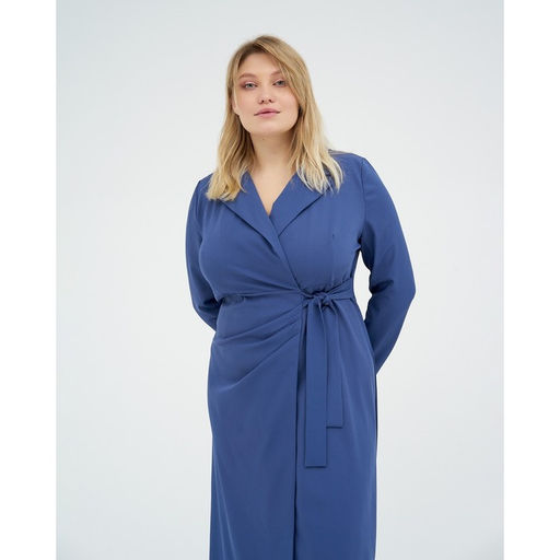 Платье женское миди с поясом MIST plus-size, синее, размер 54
