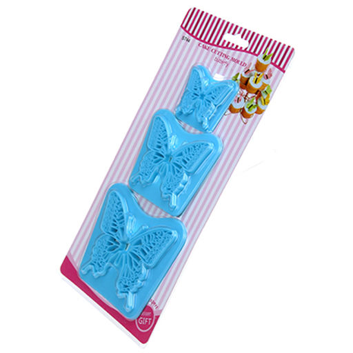 Кондитерский трафарет пластмассовый для украшения торта Бабочки набор 3 шт: 5,5х5см h0,7см; 8,5х7,5см h0,7см; 10,5х9,5см h0,7см, в блистере (Китай) - Домашняя мода фото 2