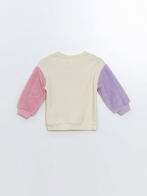 Bisiklet Yaka Kal?n Bask?l? K?z Bebek Sweatshirt