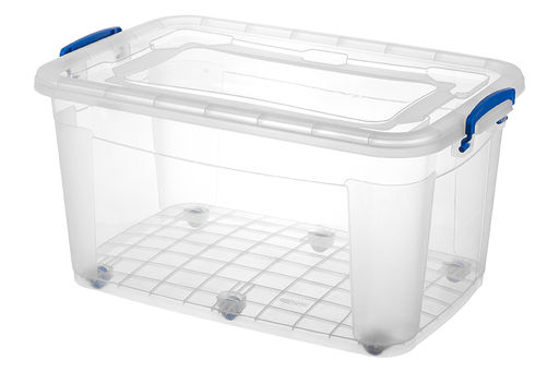 Контейнер 50 л 63*40,5*33 см Storage Box с синими ручками на колёсах (модель 376)