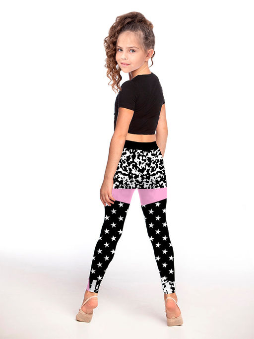 Леггенсы "Ассорти",чёрно-белый-звезды