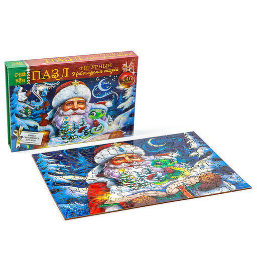 Пазлы фигурные деревянные Новогодняя сказка со святящимися деталями, 146 элементов - Puzzle фото 2