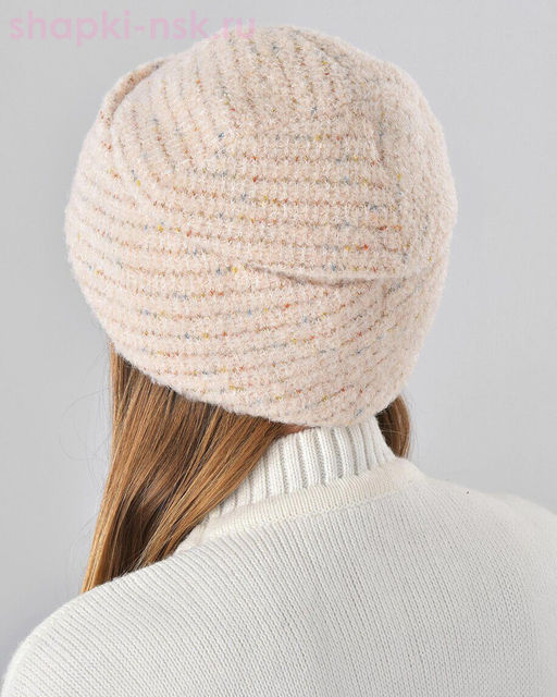 Отворот мохер мульти квадрат стразы Шапка флис (56-58)