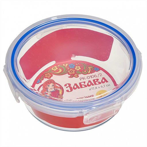 Форма круглая с герм.крышкой из жаропроч.стекла 1,0л "Забава" 17,4*6,7см РК-0106/2