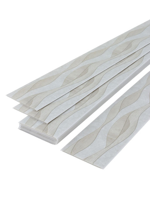 Цена за 12 шт. Стеновая панель ПВХ «Волна», 2600×250 мм, цвет бежевый/серый