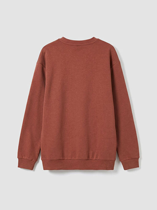 Bisiklet Yaka Bask?l? Erkek ?ocuk Sweatshirt