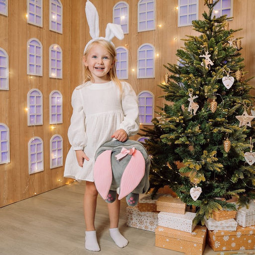 Рюкзак детский плюшевый для девочки Зайка с сердечком, 28?4?28 см