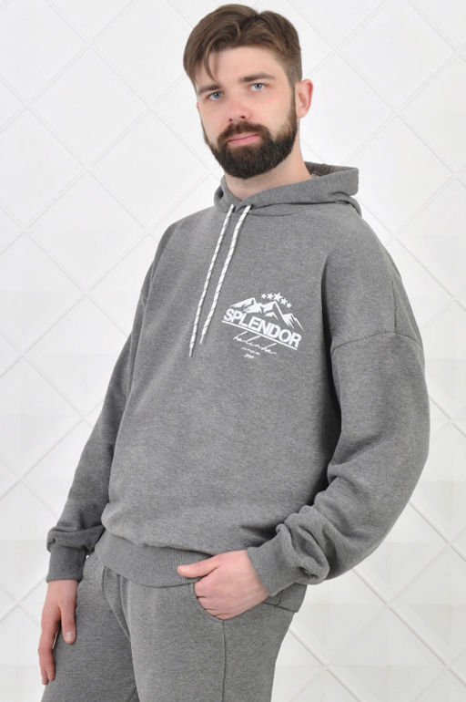 Арт. 6576 Толстовка мужская 46-54 (5 шт) Цвет:серый меланж