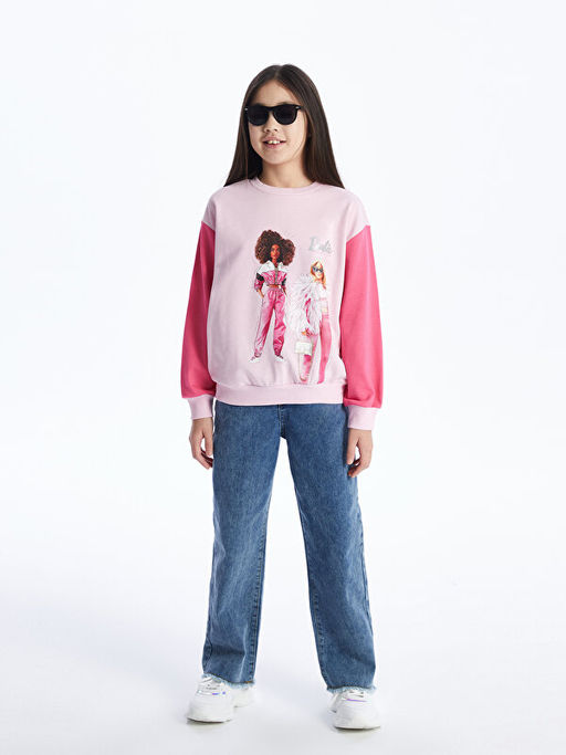 Bisiklet Yaka Barbie Bask?l? Uzun Kollu K?z ?ocuk Sweatshirt - Waikiki фото 2