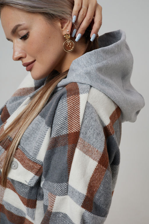 Рубашка женская в клетку с капюшоном РЖКК-01