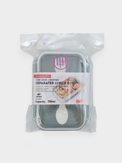 Ланч - бокс, контейнер для еды «Нордик», с приборами, 2 ячейки, 700 мл, 17×12.5×7, пластик, МИКС