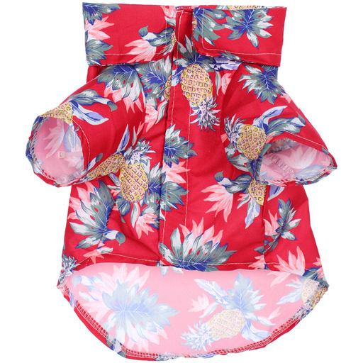 Рубашка для собак и кошек малых и средних пород "СТИЛЬНЫЙ БРО", цвет красный, принт ананасы с цветами, размер XL