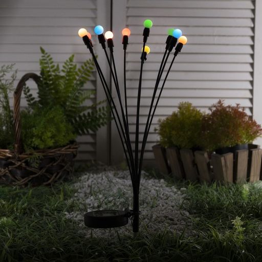 Садовый светильник Шарики, уличный, на солнечной батарее, 68 см, 10 LED, свечение мульти