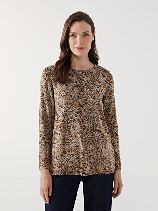 Bisiklet Yaka Leopar Desenli Kad?n Bluz