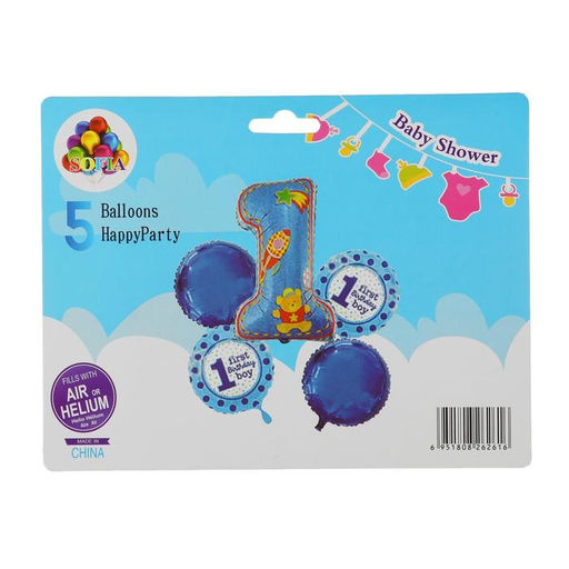 Шары воздушные «Первый день рождения малыша», фольга, набор 5 шт.