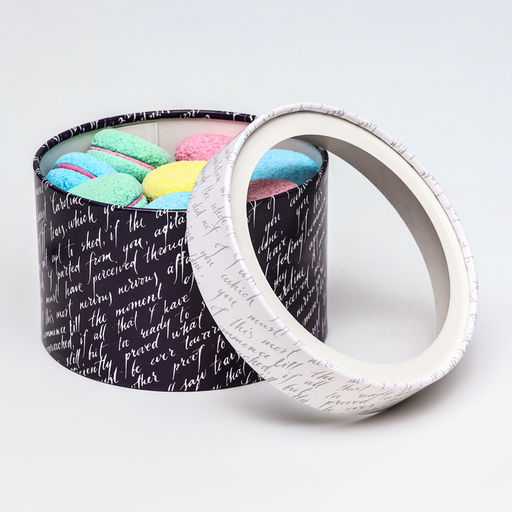 Коробка для макарун тубус с окном  Рукопись  16 х 16 х 9 см - Simaland фото 3