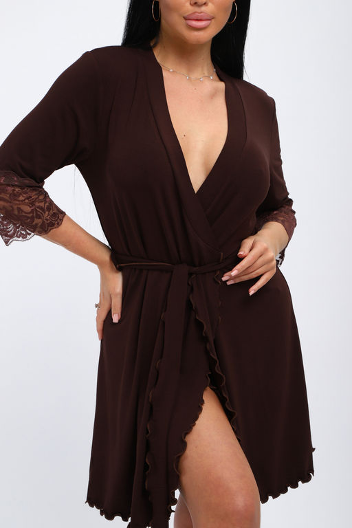 Халат женский из вискозы Адель Нуар шоколад - Амадэль фото 7