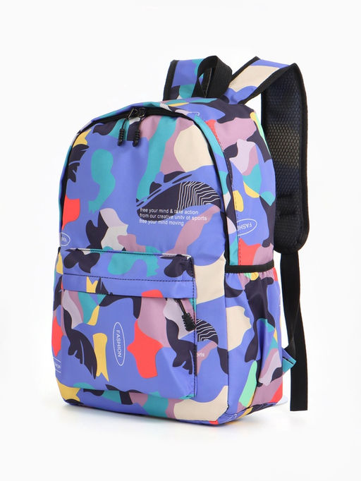 Рюкзак школьный на молнии, с карманами, с абстрактным рисунком, размер 30?13?42 см, с принтом, чёрный