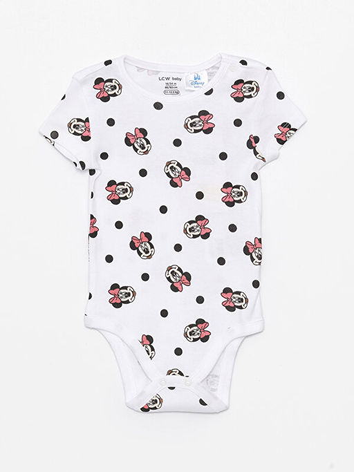Bisiklet Yaka K?sa Kollu Minnie Mouse Bask?l? K?z Bebek ??t??tl? Body 2li - Waikiki фото 2