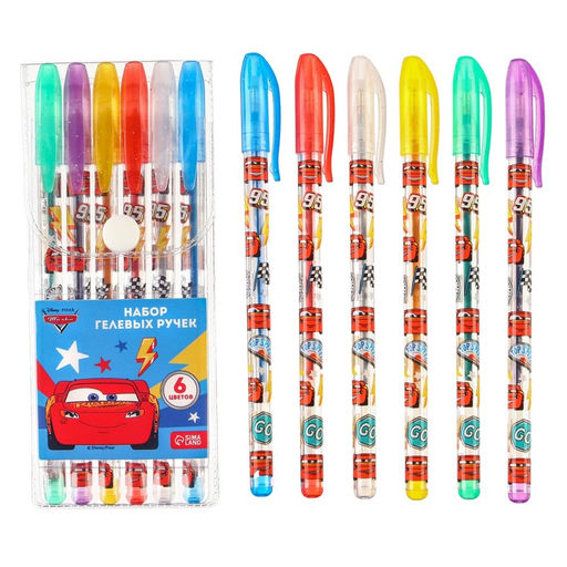Набор гелевых ручек с блёстками, 6 цветов, Тачки - Disney фото 6