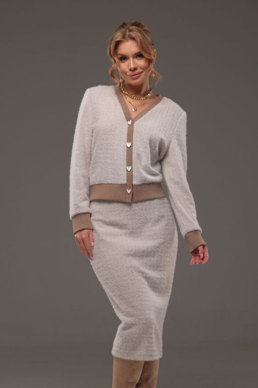 Костюм Galean Style 903.1 бежевый/елочка
