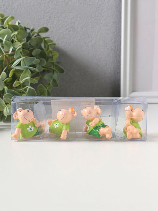 Набор фигурок 4 шт. «Барашки в нарядах с ромашками», полистоун, 2×4.5×3 см