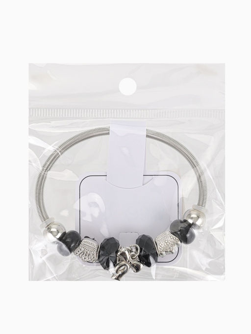 Цена за 2 шт. Браслет с шармами «Марджери» бант, чёрный в серебре, d=6.5 см