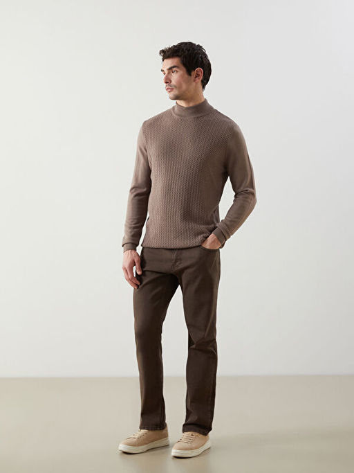 Yar?m Bal?k?? Yaka Uzun Kollu Erkek Triko Kazak