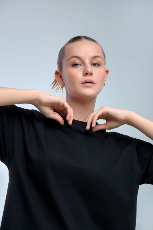 Арт. 31129 Футболка женская оверсайз 44-52 (5 шт) Цвет:черный - Калинка фото 3