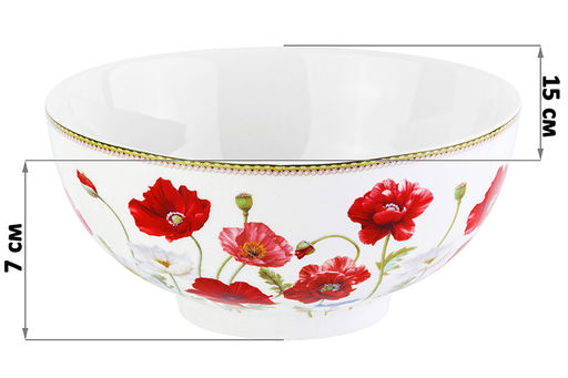 Набор 2 салатников - 15*15*7 см 700 мл Маки NEW BONE CHINA - Elan gallery фото 2