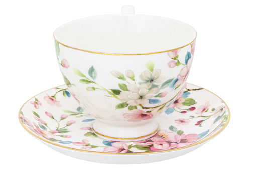 Чайн. пара 2 пр. 300 мл 12,5*9,5*7 см Яблоневый цвет на белом на ножке, NEW BONE CHINA - Elan gallery фото 21