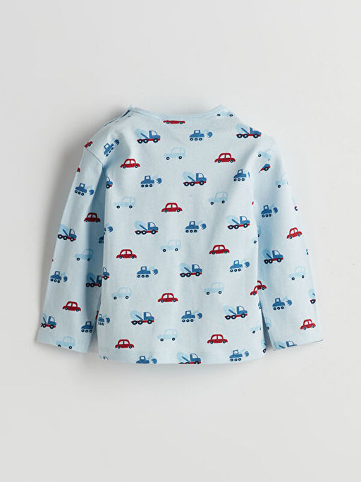 Bisiklet Yaka Bask?l? Erkek Bebek Pijama Tak?m?