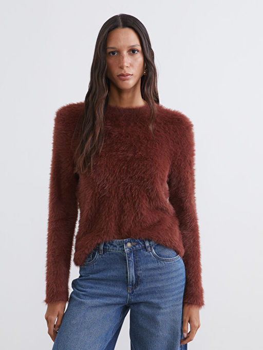 Bisiklet Yaka Kad?n Pel?? Triko Kazak