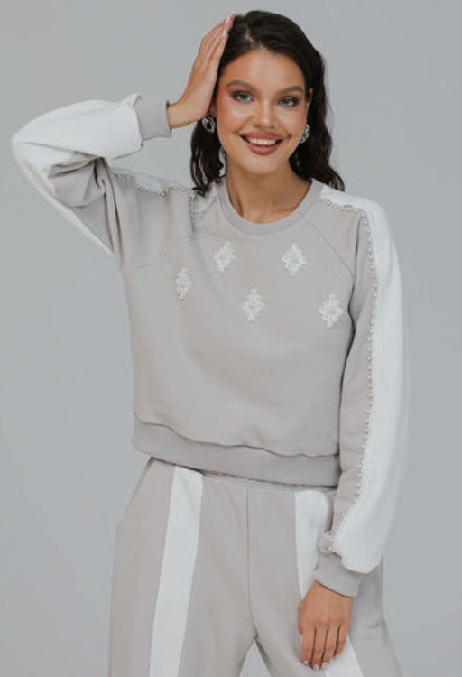 Свитшот укороченный с бусинами BSK002.