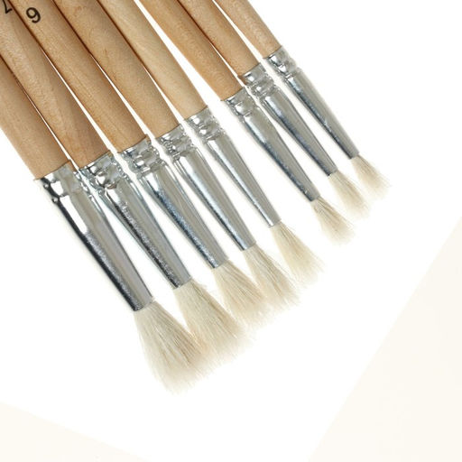 Набор кистей для рисования, коза, 8 штук: № 1, 2, 3, 4, 5, 6, 7, 8, круглые, деревянная ручка, международный размер