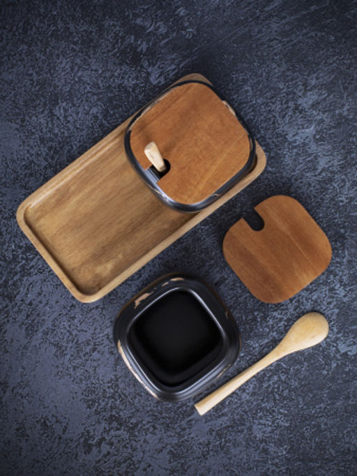 Набор для специй на подносе 4пр (2 баночки, 2 ложки) - SIJ фото 3