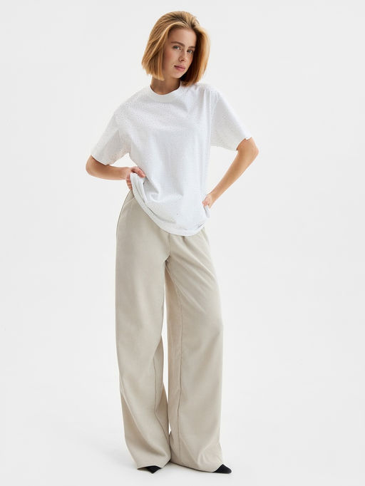 Футболка со стразами женская MIST, белая, размер S